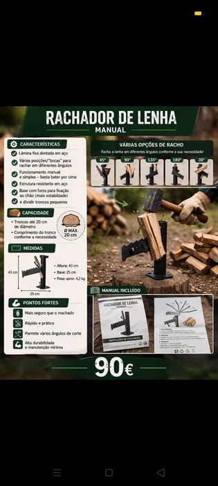Lenha Rachador 90€. Oportunidade