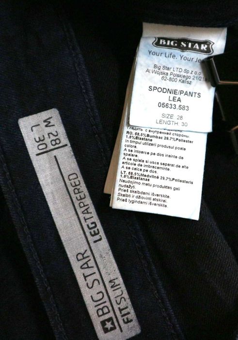 Big Star Lea spodnie jeansy Slim Fit W28 L30 pas 2 x 40/43