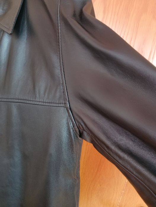 Casaco homem, preto, pele genuína, vintage.