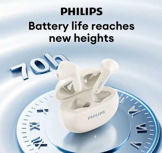 Навушники Philips TAT1199 для музики (TWS, ANC, 24 години, Bluetooth 5.4) (білі та чорні)