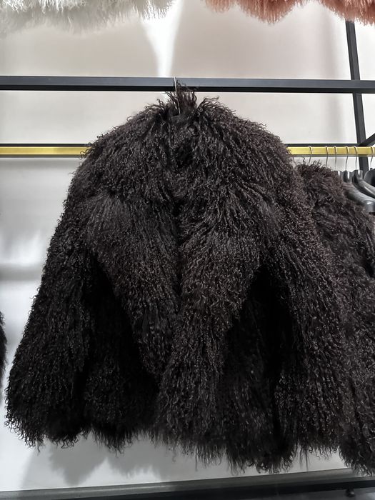 Шоколад , чорна лама натуральна цільна шуба , шубка з лами