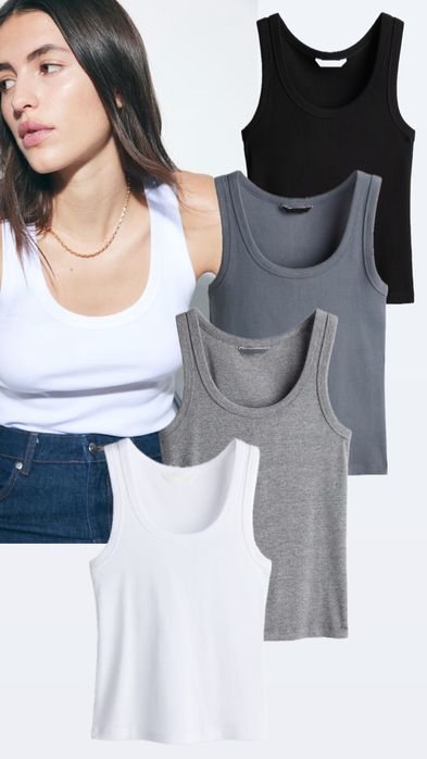 Базова майка в рубчик від H&M нова модель базовий топ h&m