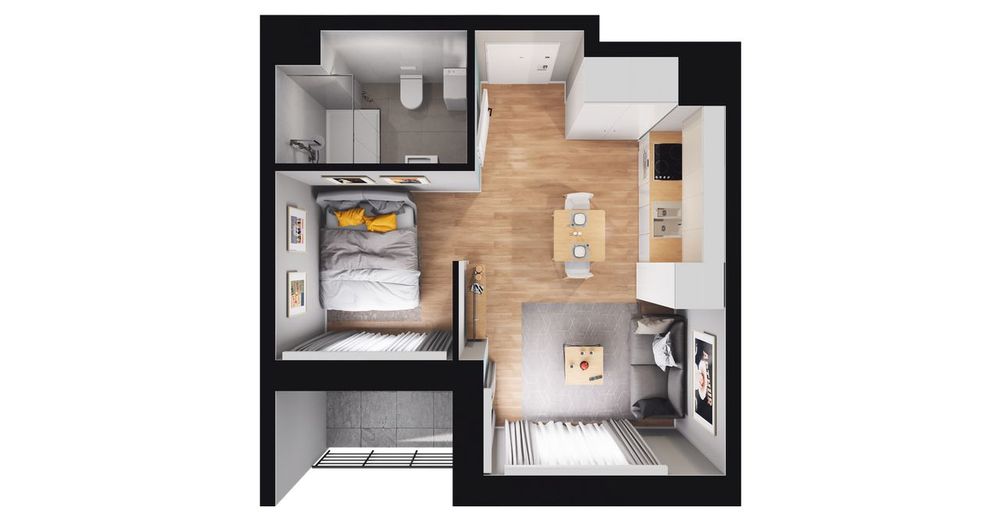 1-pokojowe mieszkanie 27m2 + loggia