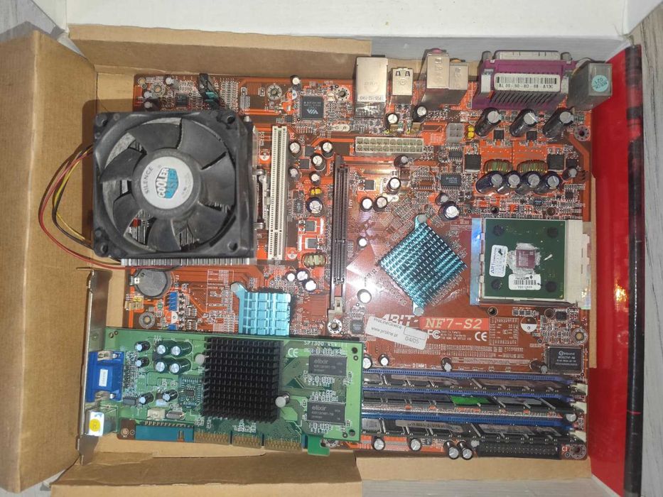 ABIT NF7-S2 + Athlon XP 1700+ + 1,5 GB DDR400 + chłodzenie (socket A462), GeForce 4 MX440 64MB DDR