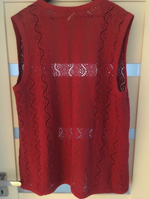 Tunika M z USA wełniana kamizelka damski czerwona