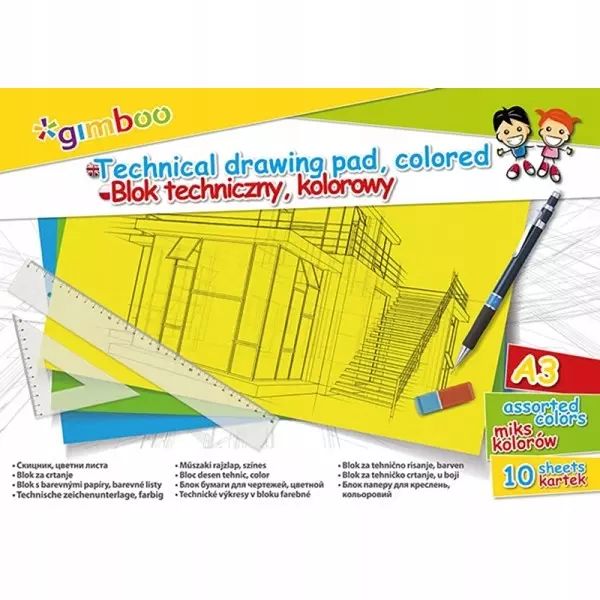 Blok techniczny kolorowy A3 10 kartek. Nowy Produkt