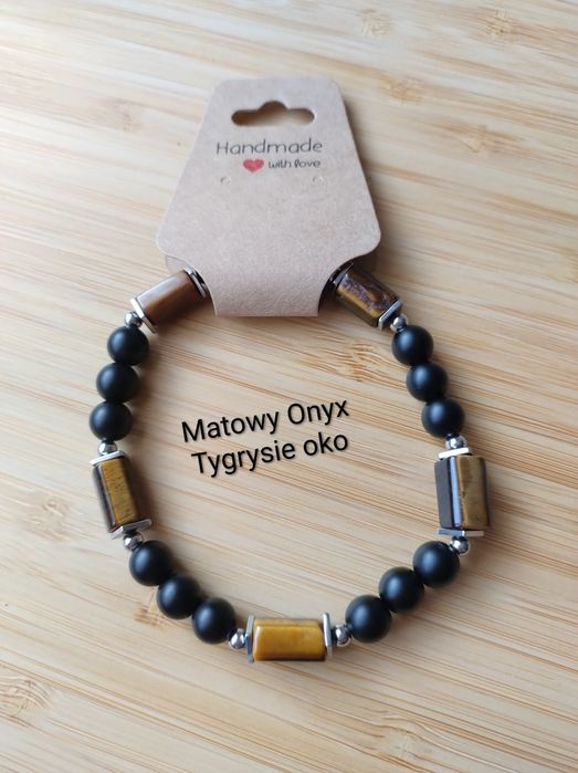 Bransoletka tygrysie oko i onyx