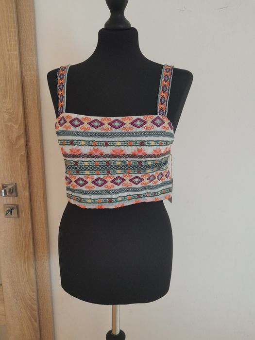 Kolorowy crop top nowy na ramiączkach L 40