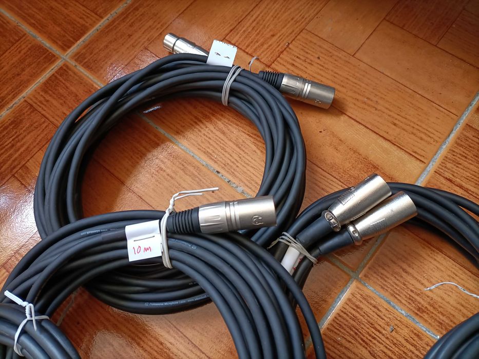 Cabos de áudio profissional (XLR, RCA, jack)