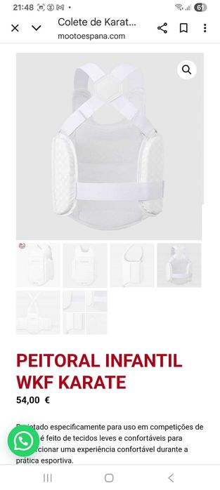 Vendo colete de protecção karate