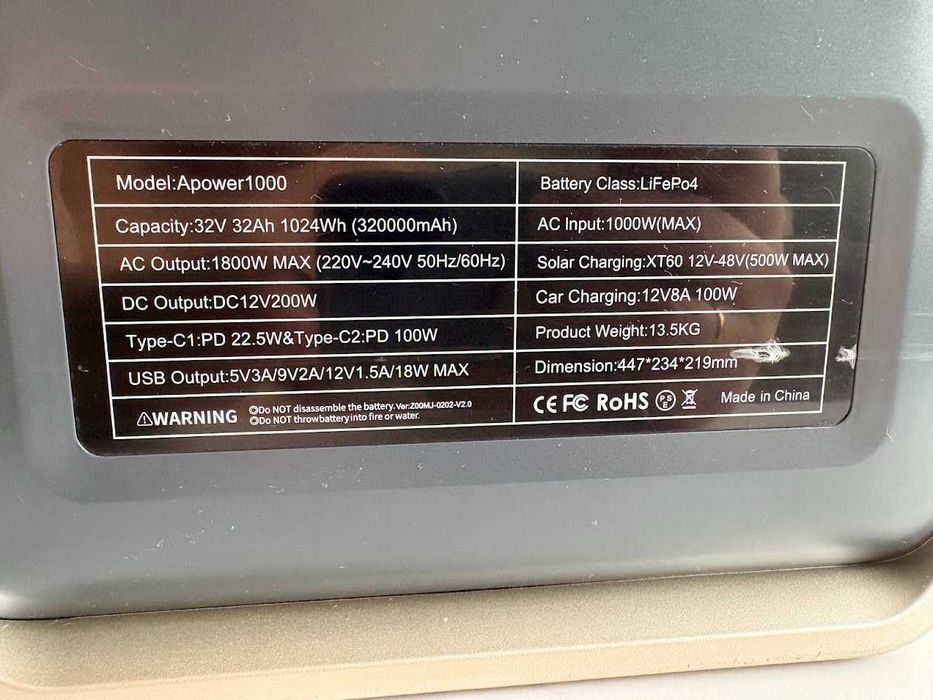 Зарядна станція UAPOW APower 1000 (1024 Вт·год, 1800 Вт)