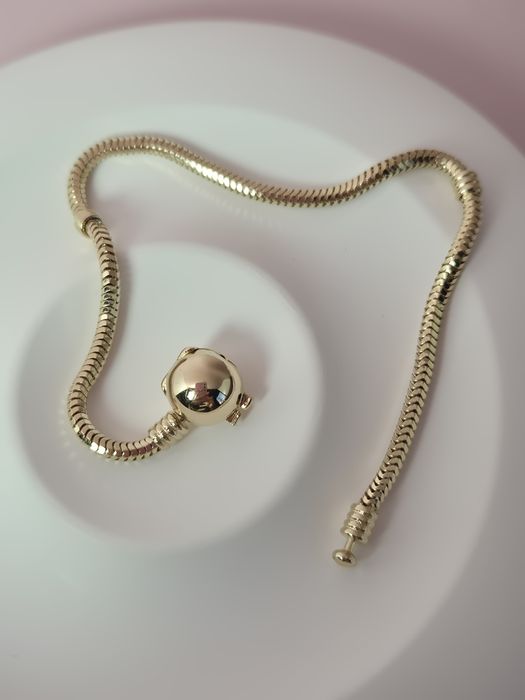 Złota bransoletka typu Pandora gładka kulka 18,5 cm  p. 585