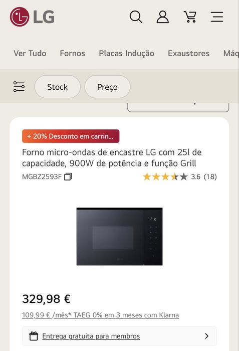 Microondas LG novo