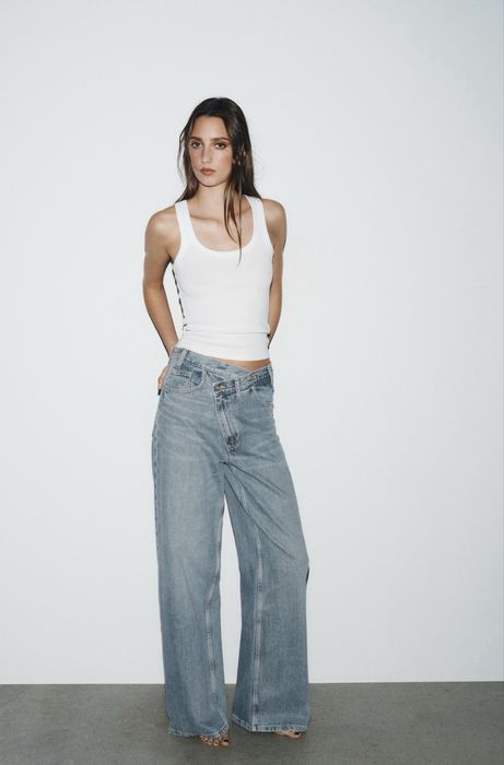 Джинси zara wide leg на запах