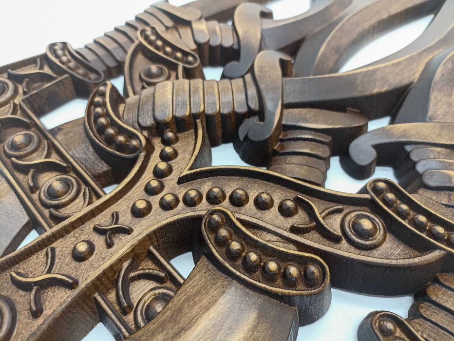 Тризуб.Герб.Україна. Різьба.Панно.