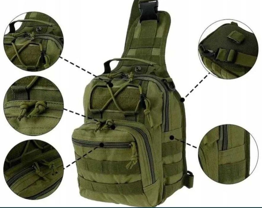 Сумка на плечо, однолямковая тактическая 6 л