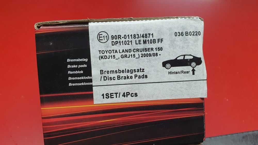 pastilhas travão frentre- trás toyota 4x4