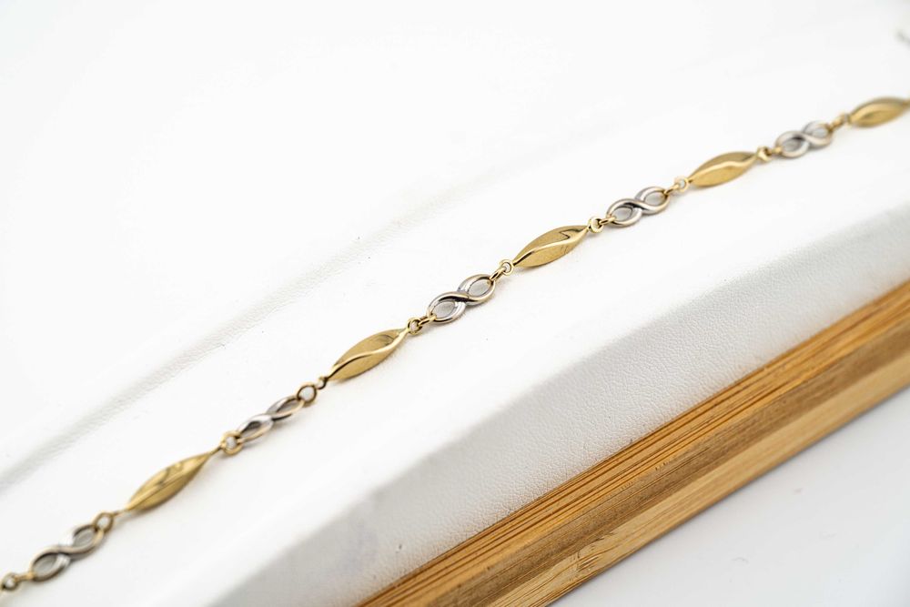 Wspaniała bransoletka z łączonego złota 585 infinity nieskończoność 19 cm