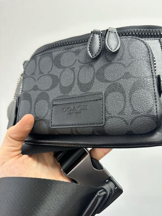 Сумка чоловіча бананка поясна Coach Track Belt Bag Grey/Black