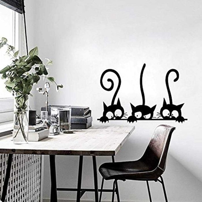 Três gatos engraçados animal adesivo bricolage autocolantes para a casa