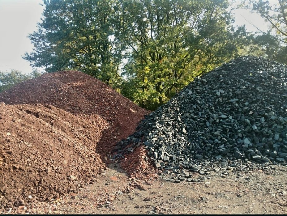 Kruszywo na drogę kamień czarny berga łupek powęglowy drogowy tłuczeń