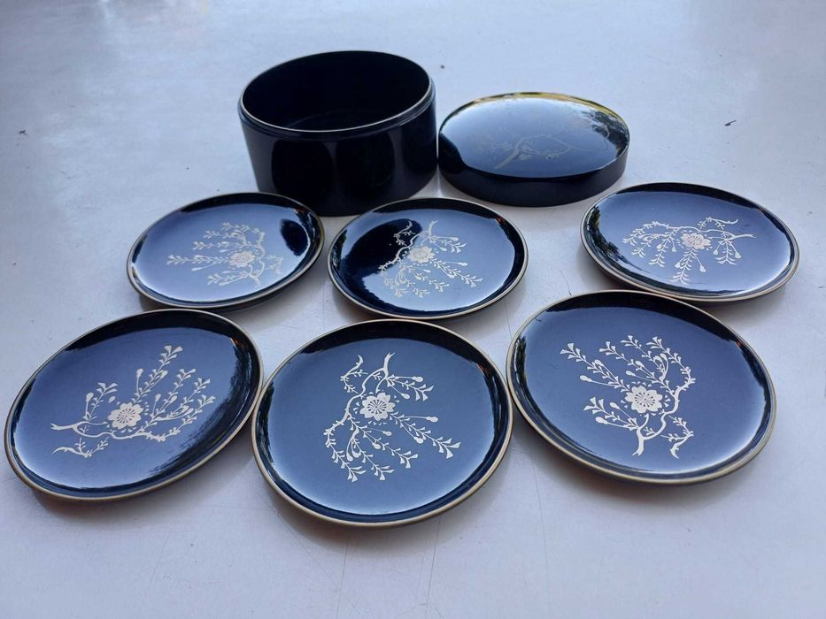 Conjunto de tabuleiro e 6 pratos para aperitivos