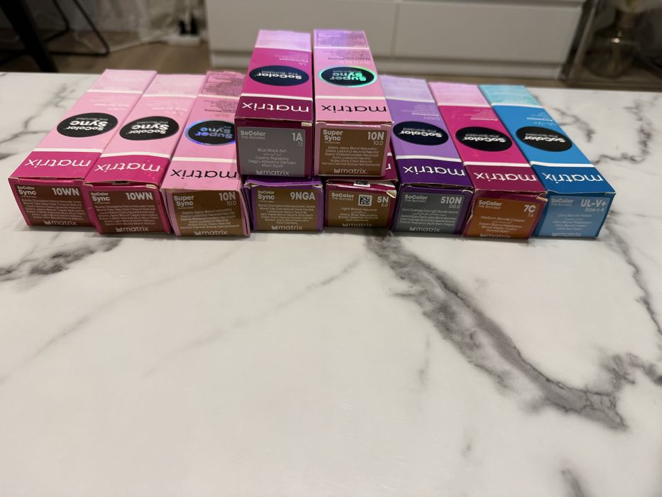 Tonery i farby do wlosow Matrix Sync,matrix So color,Kemon 12 sztuk