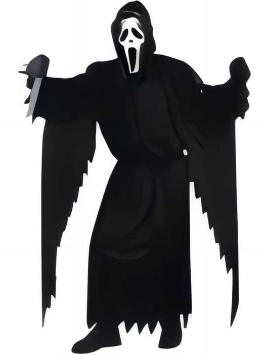 KRZYK strój kostium tunika maska rękawice pas NOWY rozm. 146-164 cm.