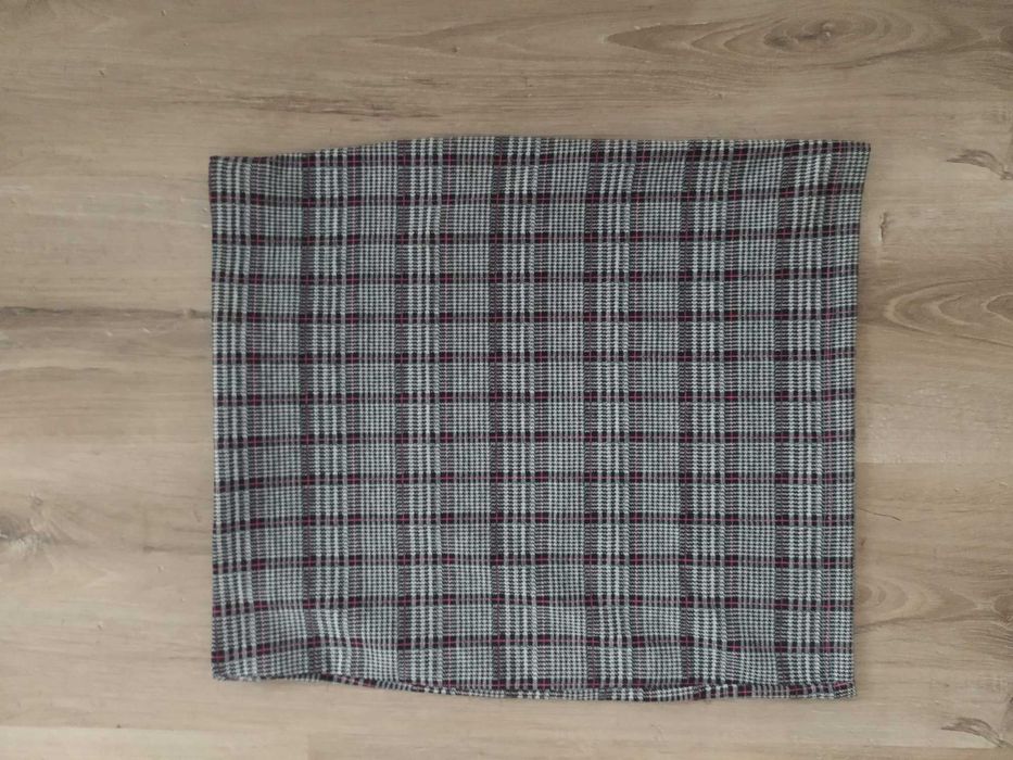 Zestaw komplet spódnica prosta ołówkowa w kratkę bluzka crop top