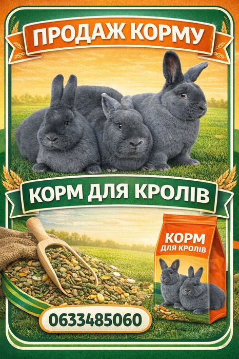 Повноцінний корм для кролів