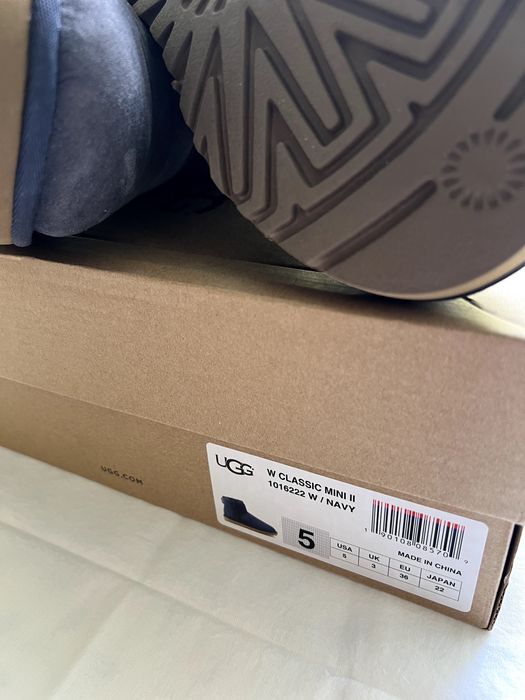 UGG ‼️W Classic Mini II  W/NAVY  Tanio‼️Granatowe Nowe  Bestseller !!!