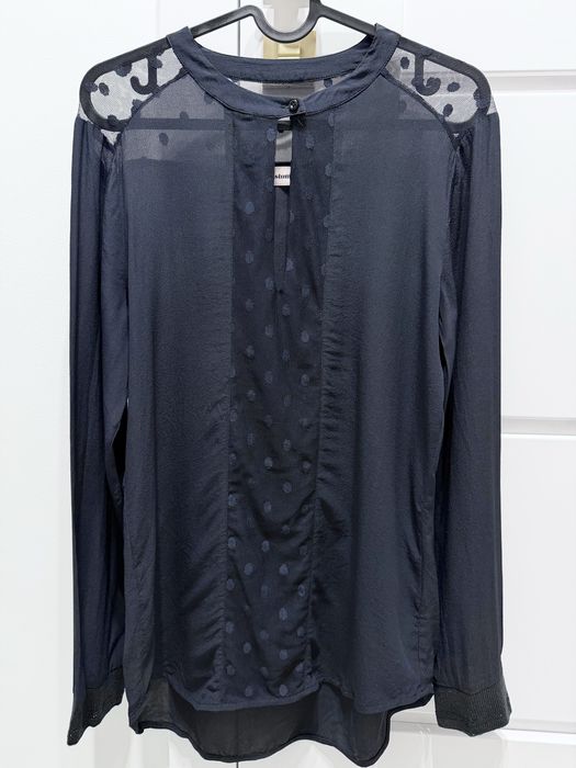 Bluzka czarna z siateczką 100% jedwab silk Custommade