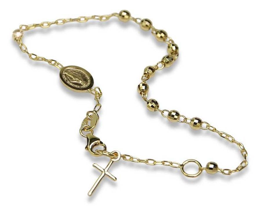 Złoty różaniec bransoletka włoska "Dolce Gabbana" rbc001y W