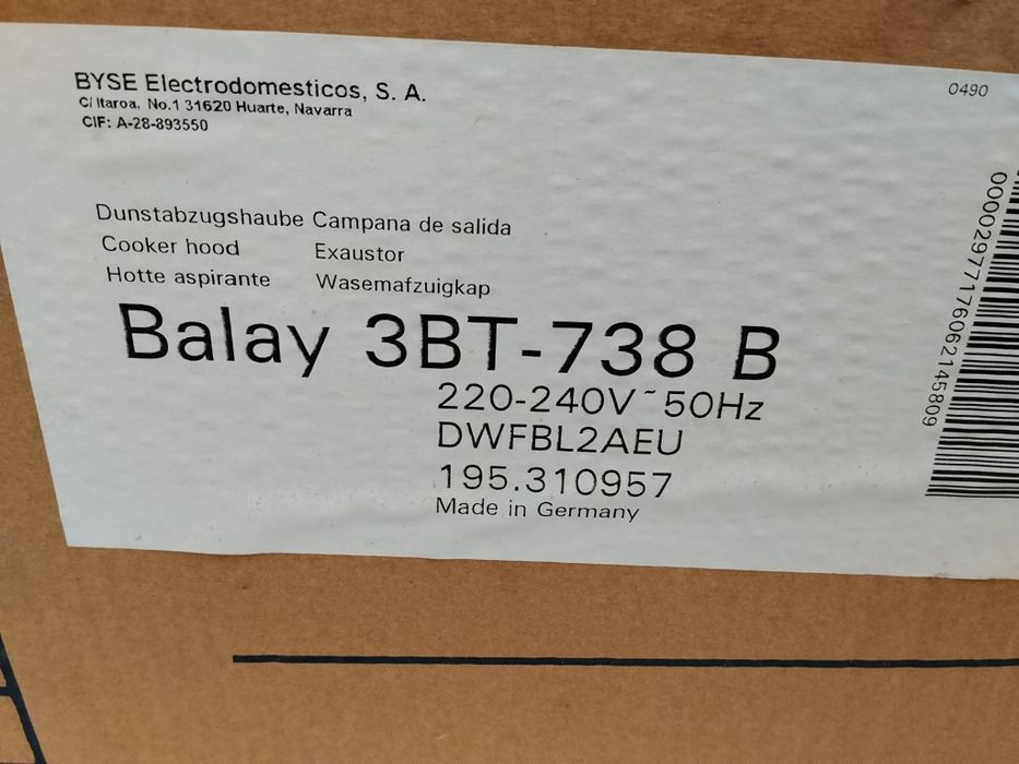 Exaustor Balay novo em caixa