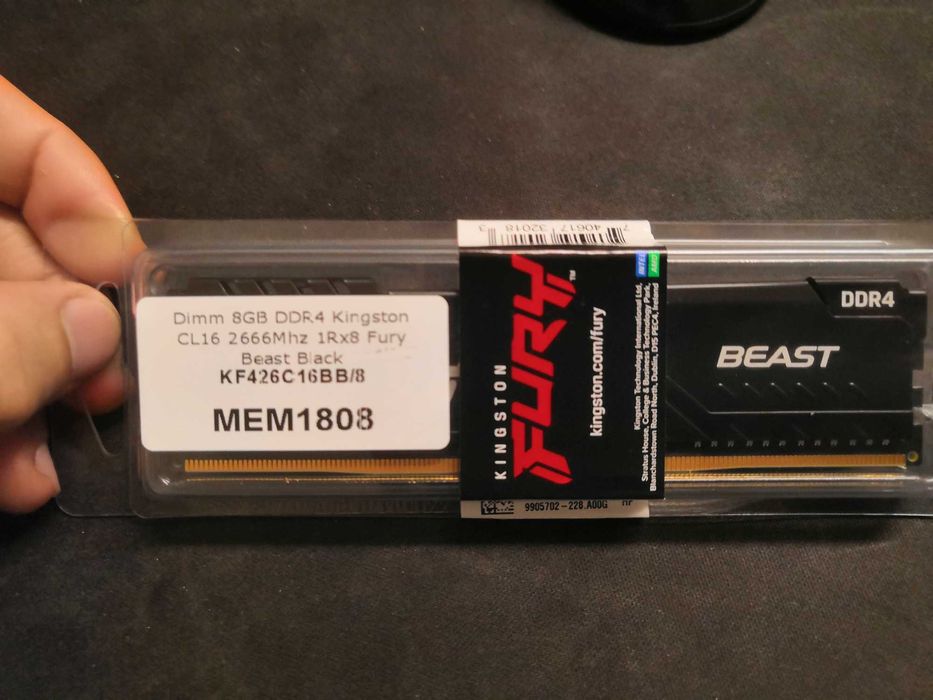 Memória Kingston Fury Beast 8GB (1x8GB) DDR4-2666MHz