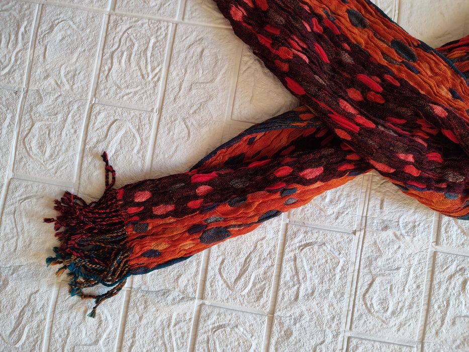Wełniany szalik Codello 100% wool wełna lana pomarańczowy czerwony brązowy 180/23