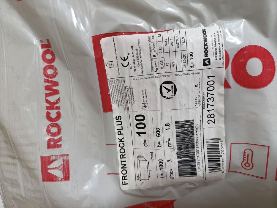 FRONTROCK PLUS 100mm 10cm 0,035 ROCKWOOL 1,2 m2