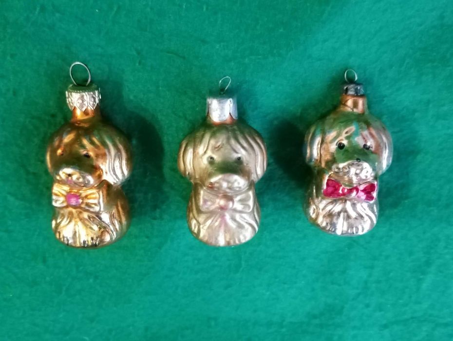 bombki choinkowe - zestaw 3 pieski - retro - PRL, PROMOCJA