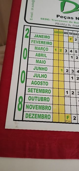 Calendário de secretária de 2008