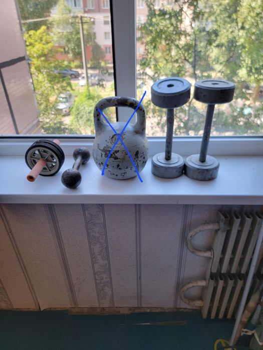 Гантели, для тяжелой атлетики , ролик гимнастический для преса и спины