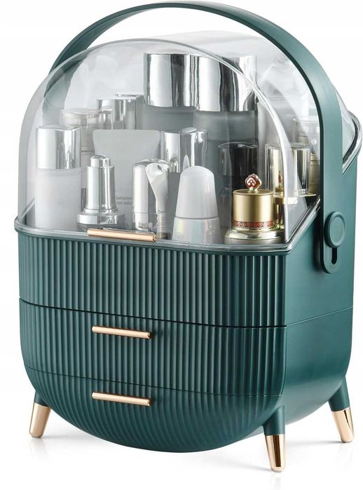 Kuferek na kosmetyki organizer damski akryl zielony