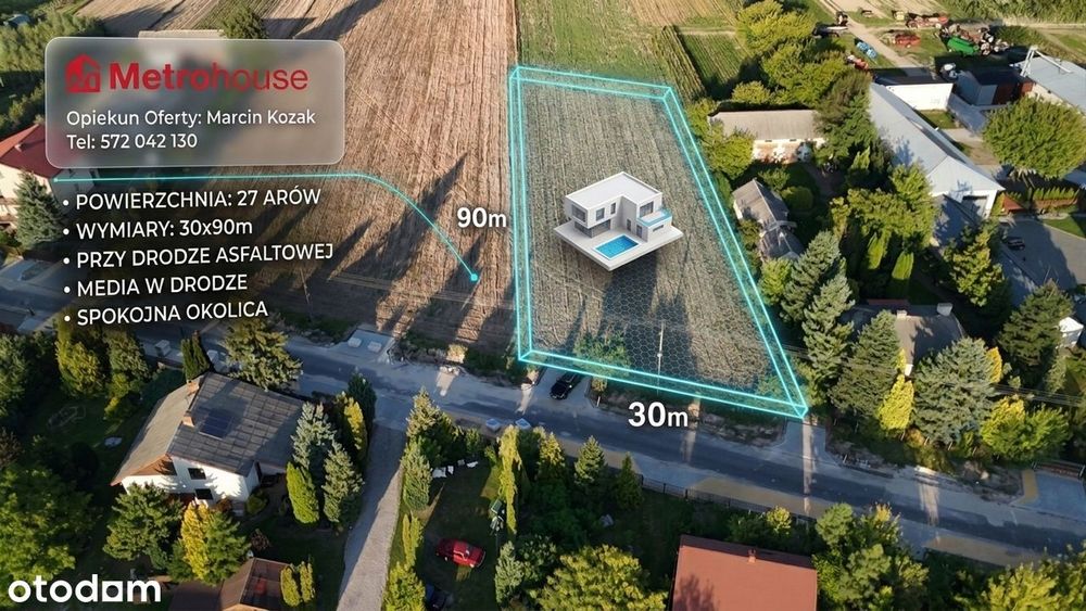 Działka budowlana 2721m² w miejscowości Szczęście - asfaltowy dojazd - Widok 2