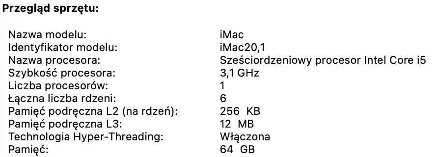 Apple iMac 27” Retina 5K 2020 | 64GB RAM | Radeon Pro 5400 4GB | SSD