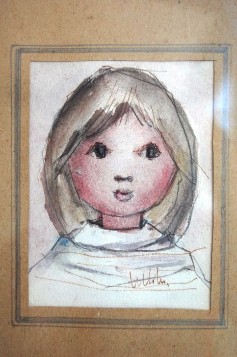 Swietlana Danuta Pawełko '92 portret dziewczynki dyptyk akwarela obraz