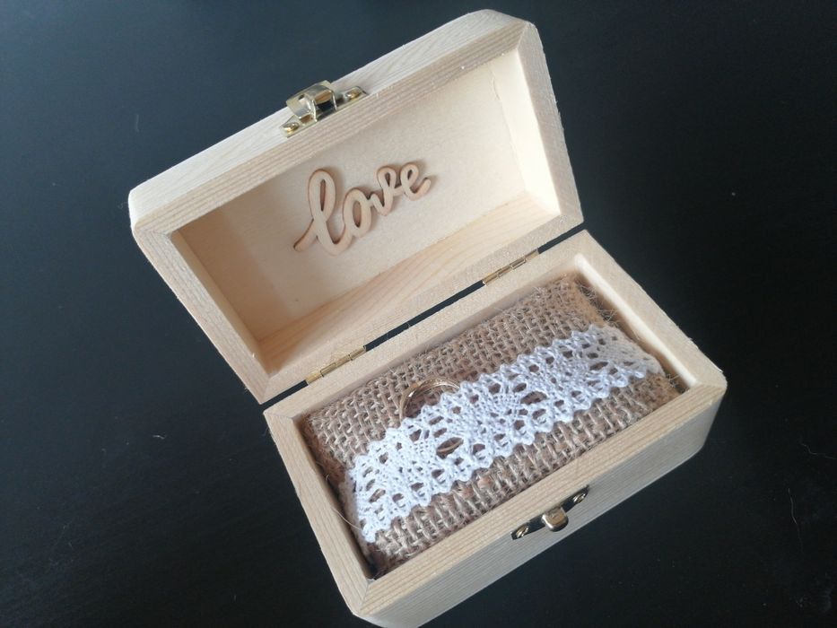 Pudełko na obrączki ślubne, rustykalne boho