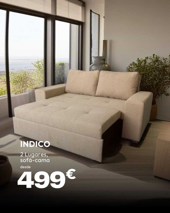 Sofá cama de 2 lugares, cama de gaveta e encosto com 3 posições // Two-seater sofa bed with drawers and a 3-position adjustable backrest.