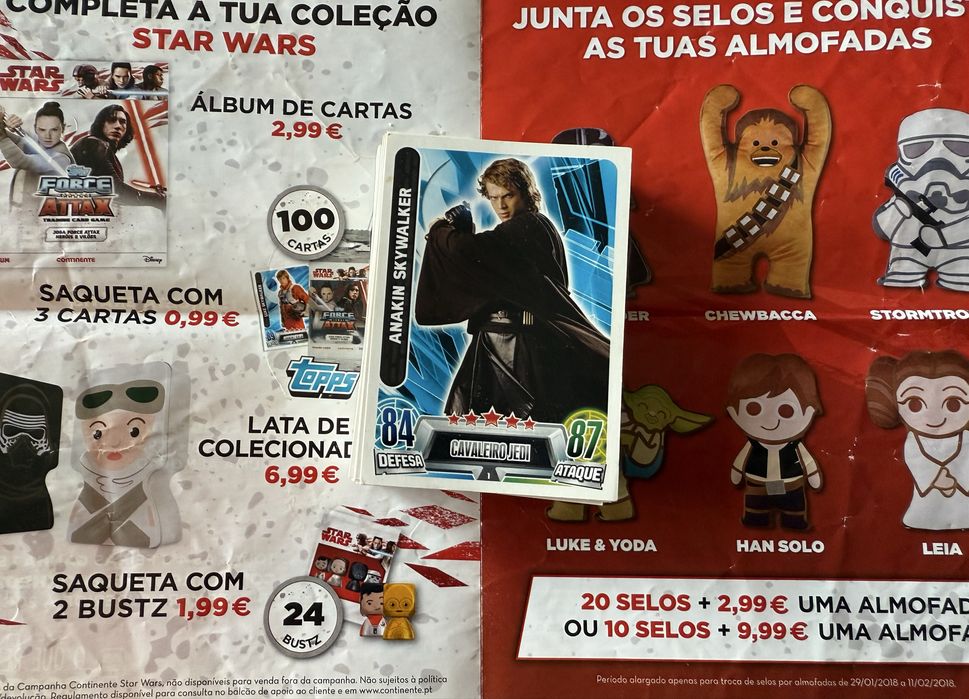 Lote 64 cartas Star Wars Topps Force Attax (8 brilhantes)