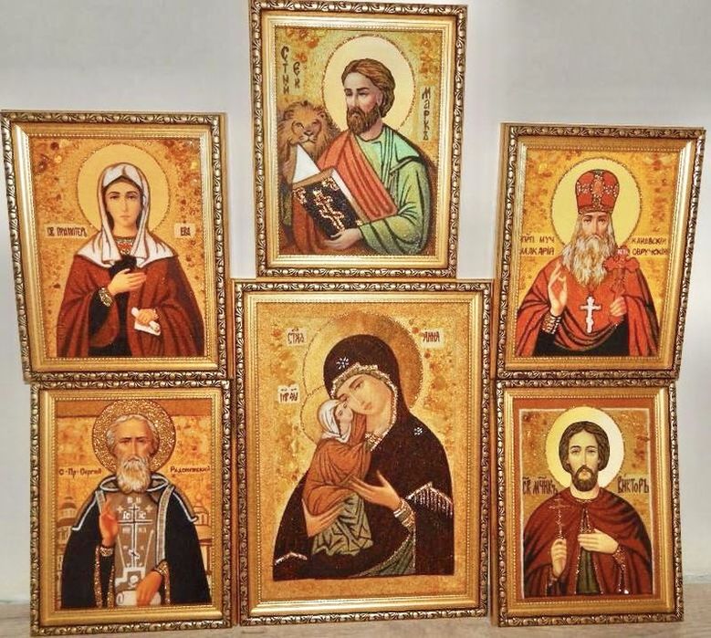 Икони из янтаря Картини з бурштину Портрети Ікони з бурштину Картини