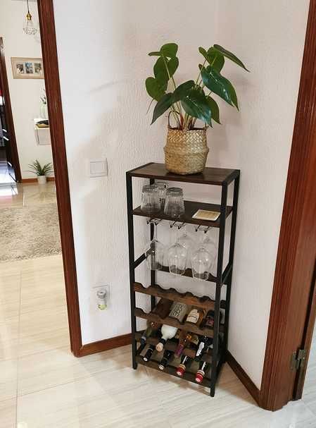 Garrafeira para vinho, copos e duas prateleiras extra 41,5 x24 x100 cm