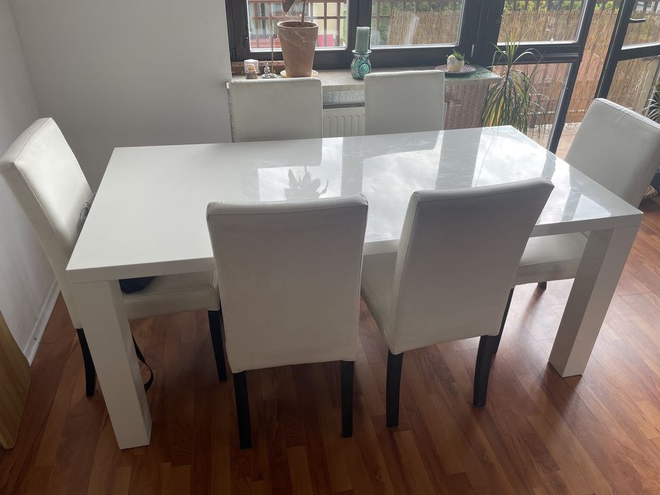 Stół komplet 6 osobowy + stolik kawowy